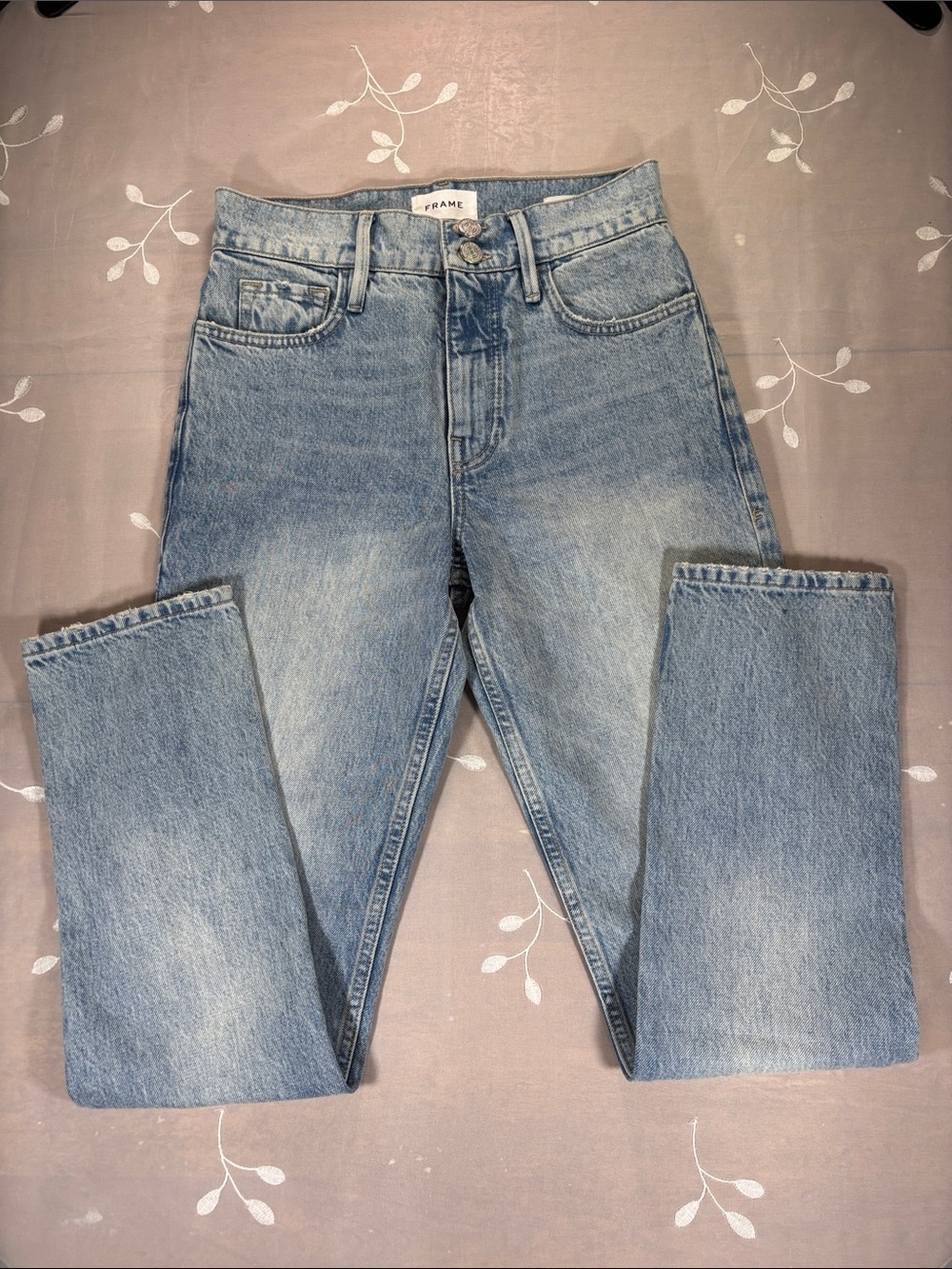 Frame Denim Light Blue Washed Le Sylvie Slender Straight Jeans Woman Sz 26